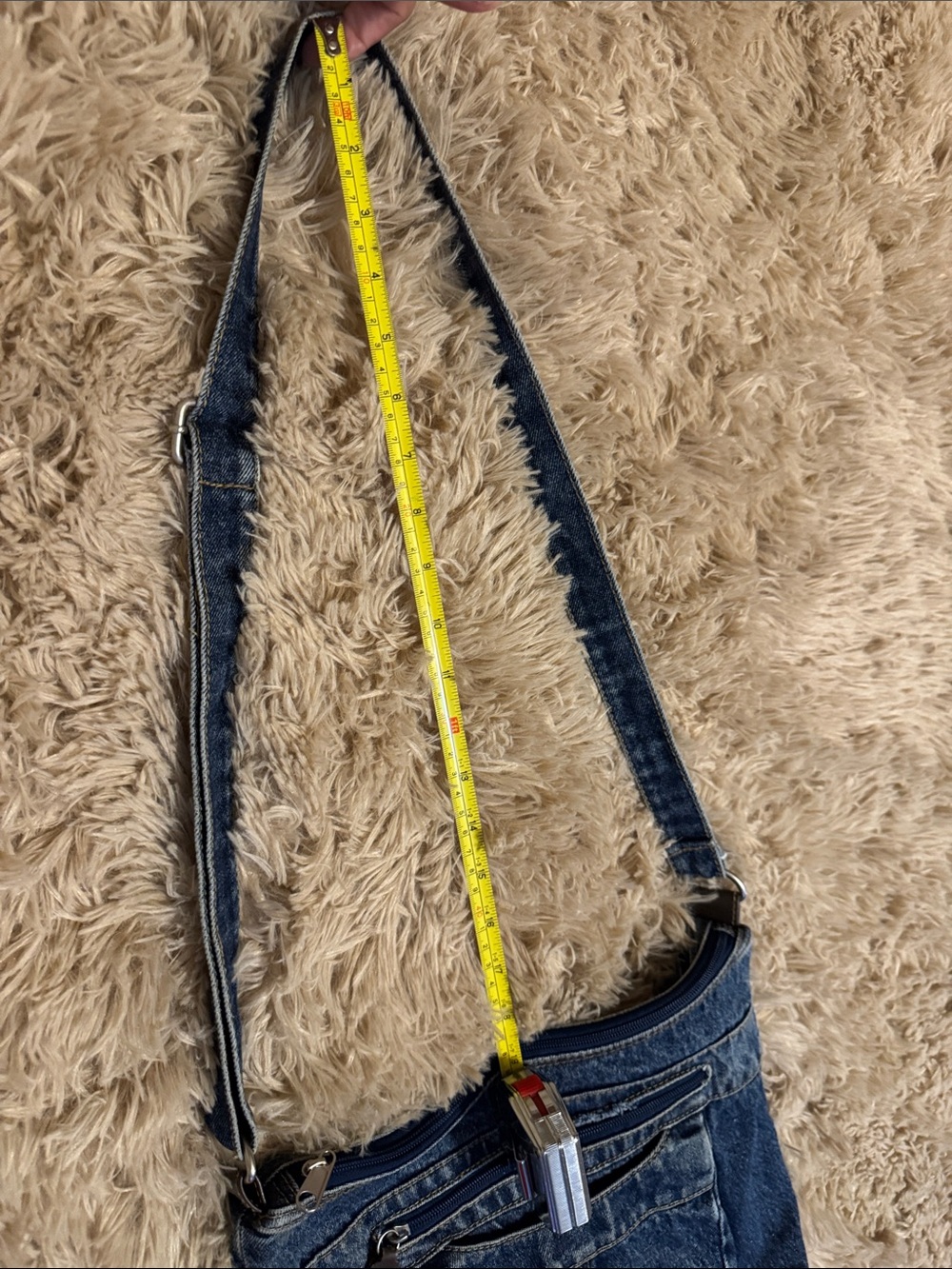 Vintage Denim Crossbody Shoulder Bag in Blue - Picture 8 of 9